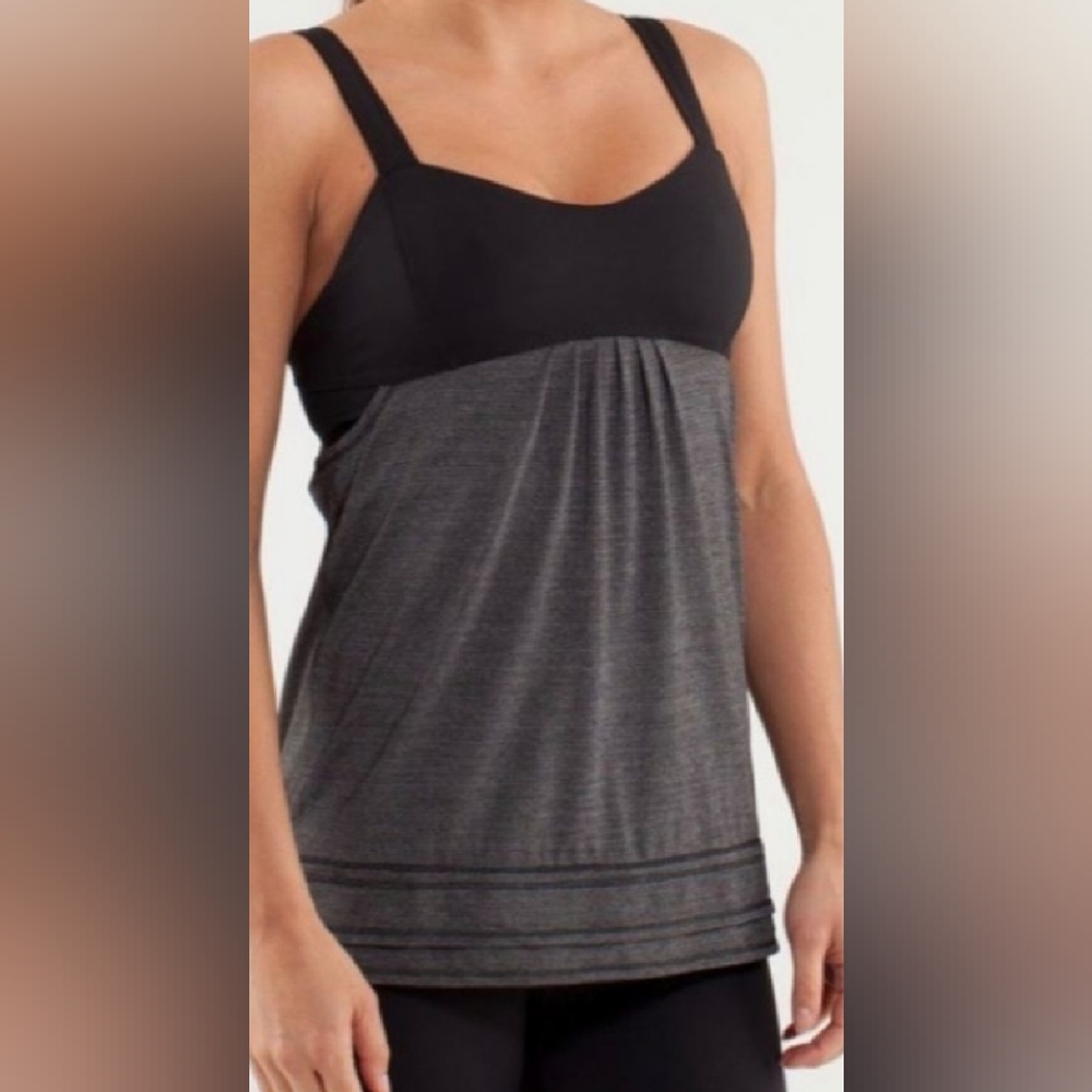Lululemon Size 6 gray and black back on track tank top